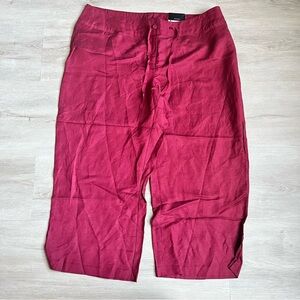 Lane Bryant Womens Burgundy Linen Blend Cropped Pants Drawstring 14/16 NWT
